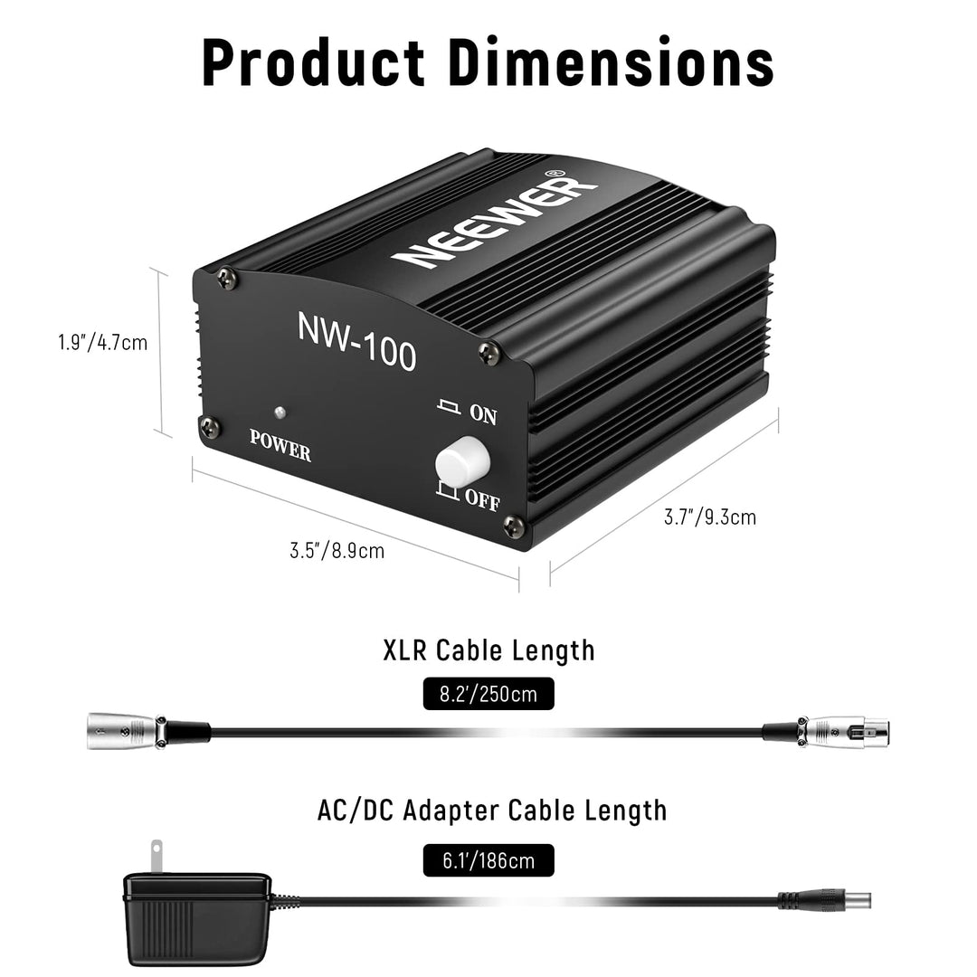 Neewer 1-Channel 48V Phantom Power Supply with Adapter,