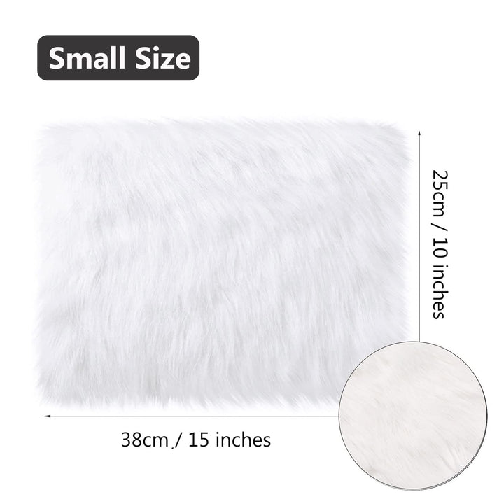Qioly White Faux Fur Plush Cushion Fluffy Small Area Ru