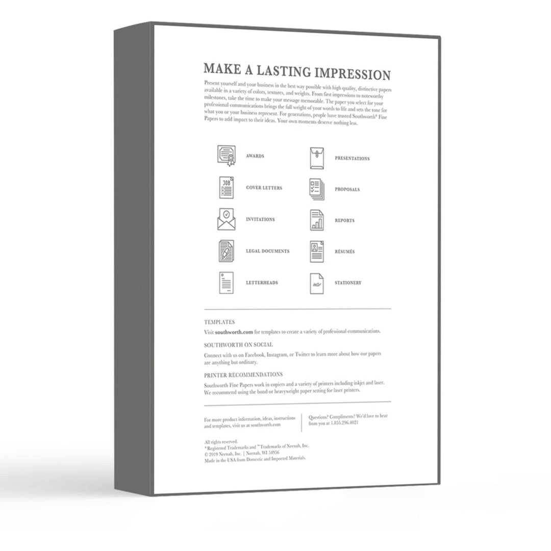 (R) 25% Cotton Business Paper, 8 1/2in. x 11in., 20 Lb, White, Box Of 500, 403C