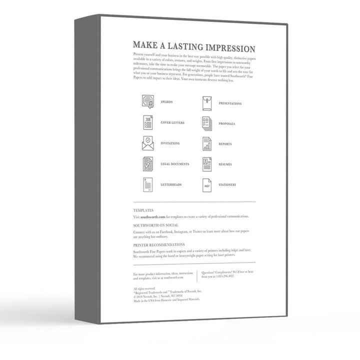 (R) 25% Cotton Business Paper, 8 1/2in. x 11in., 20 Lb, White, Box Of 500, 403C
