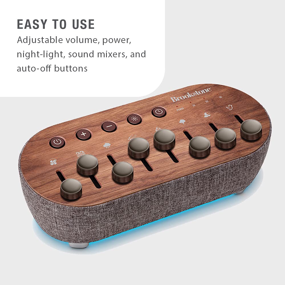 White Noise Sound Machine Mixer, Layer and Mix 8 Soothing Sounds and 7 Night-Light Colors, Rechargeable Small Travel Sound Machine, Auto-Off Timer