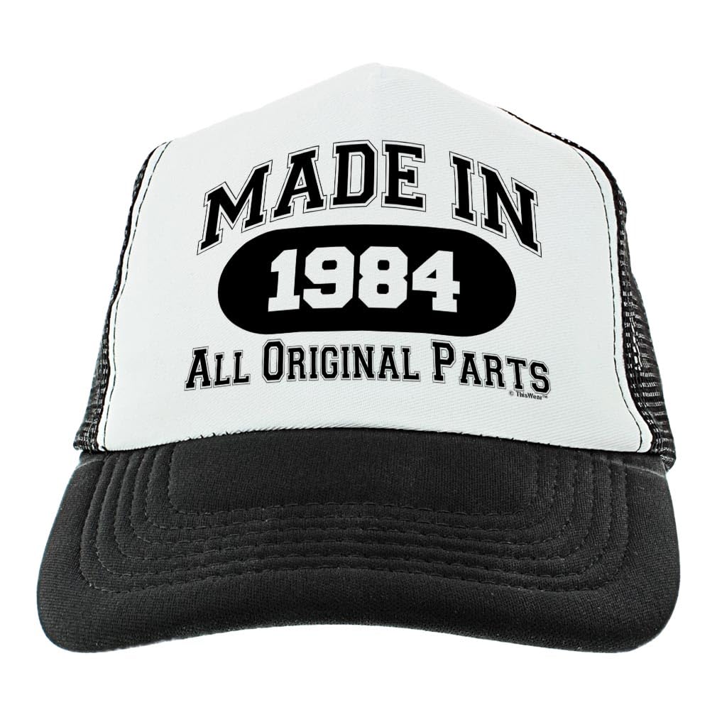40th Birthday Gifts for All Made In 1984 All Original Parts Turning 40 Birthday Party Trucker Hat Black