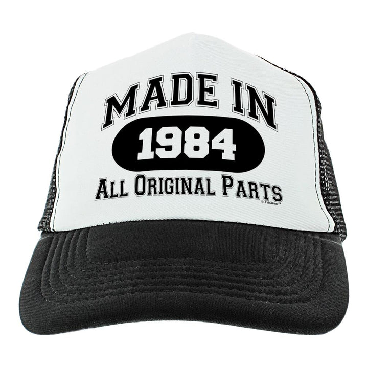 40th Birthday Gifts for All Made In 1984 All Original Parts Turning 40 Birthday Party Trucker Hat Black