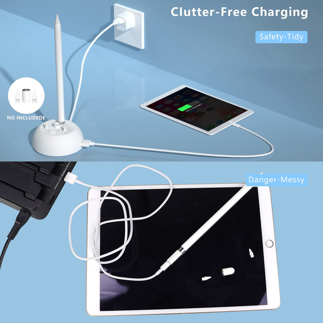 Charger Stand for Apple Pencil Charging Stand Compatible with iPad Pencil 1st Generation Adapter iPad Pen iPencil Charging Dock Station with led Charging Indicator&amp;Pencil Tips Cap Holder&amp;USB Port