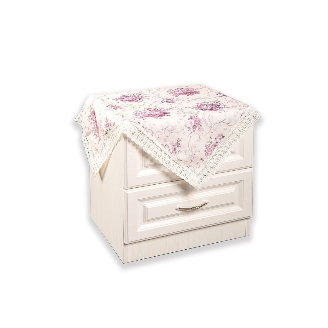 Cotton Farmhouse Tablecloth,Flower Farmhouse Bedside Tablecloth,Bedside Tablecloth, Nightstand Tablecloth, Country Style Tablecloth, Flower Tablecloth 24x24 inch (Purple)