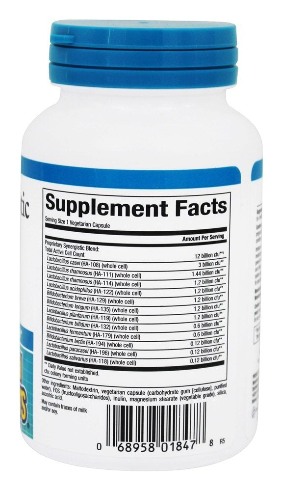 Natural Factors Ultimate Probiotic 12/12 Formula, Daily Probiotic for Ongoing Digestive Support, 12 Strains, 12 Billion CFU, 60 Vegetarian Capsules