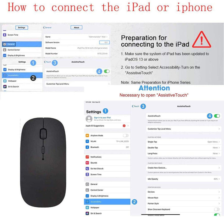 ZERU Bluetooth Mouse,Rechargeable Wireless Mouse for Ma