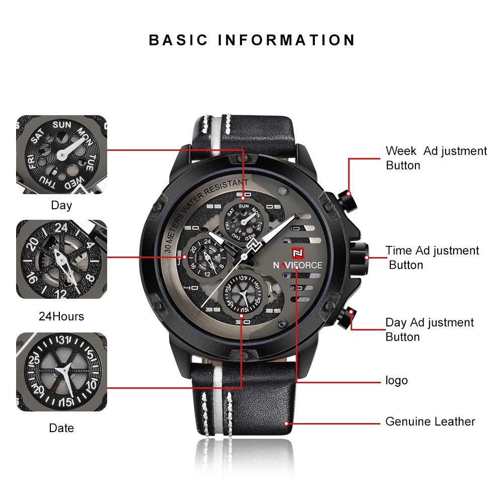 NAVIFORCE Sport Military Watches for Men Waterproof Wat