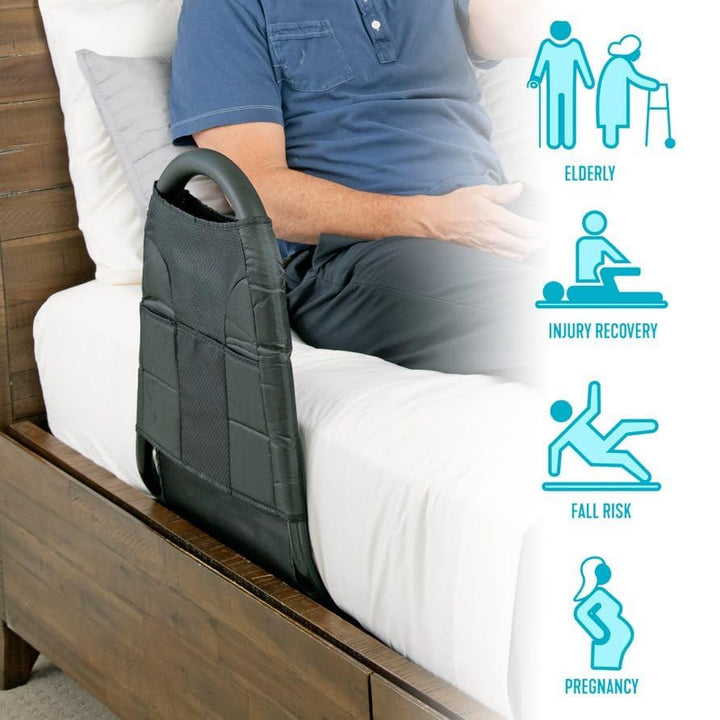 Able Life Bedside Mighty Rail, Travel Bed Rail and Assist Bar for Seniors with Organizer Pouch