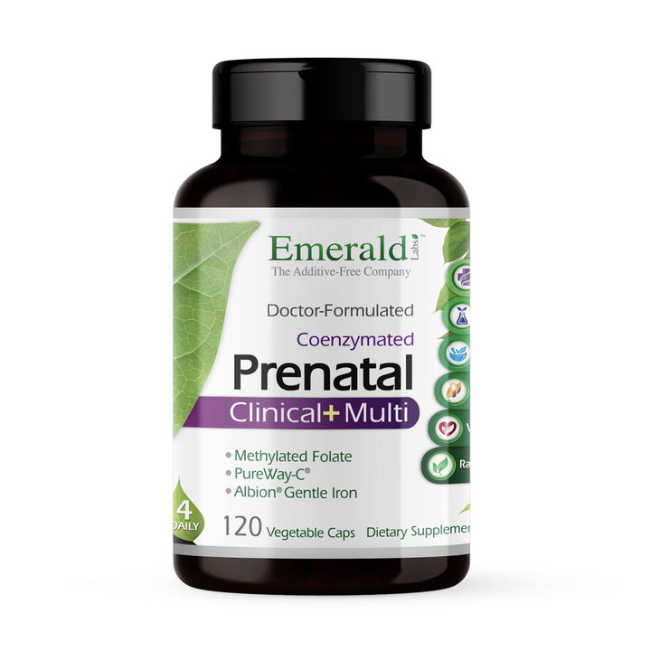 Prenatal Clinical Multi - Prenatal Multivitamin with Methylfolate, Albion Chelated Gentle Iron, Whole-Food Ingredients &amp; More - Soy &amp; Gluten-Free - 120 Vegetable Capsules (30-Day Supply)