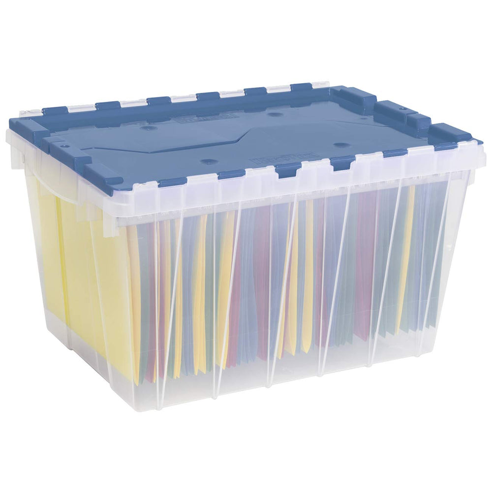 66486 FILEB 12-Gallon Plastic Storage Hanging File Box with Attached Lid, 21-1/2-Inch by 15-Inch by 12-1/2-Inch, Semi-Clear, Pack of 1