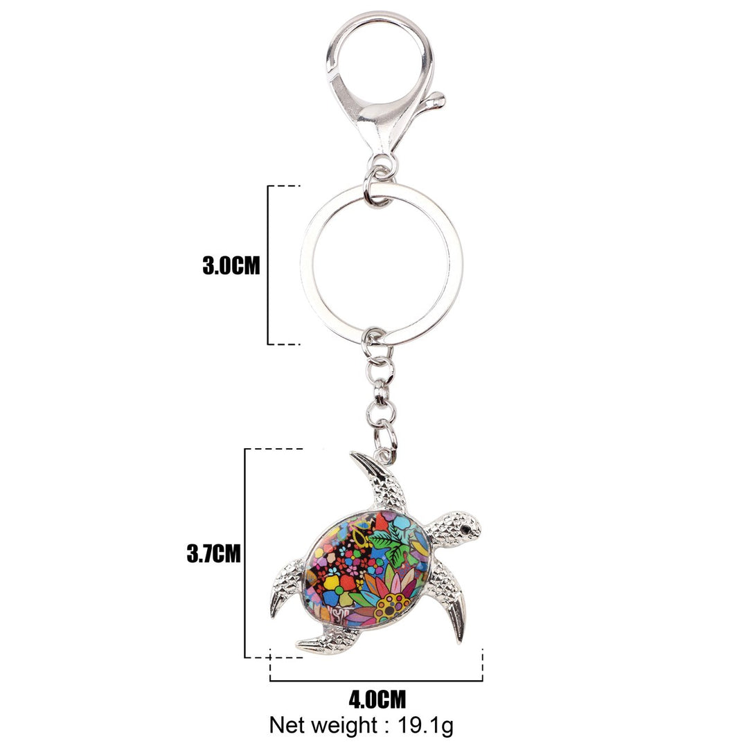 Enamel Metal Turtle Keychain For Women Girls Gifts Car Purse bag Tortoise Pendant Charms (A)