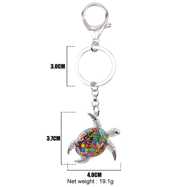 Enamel Metal Turtle Keychain For Women Girls Gifts Car Purse bag Tortoise Pendant Charms (A)