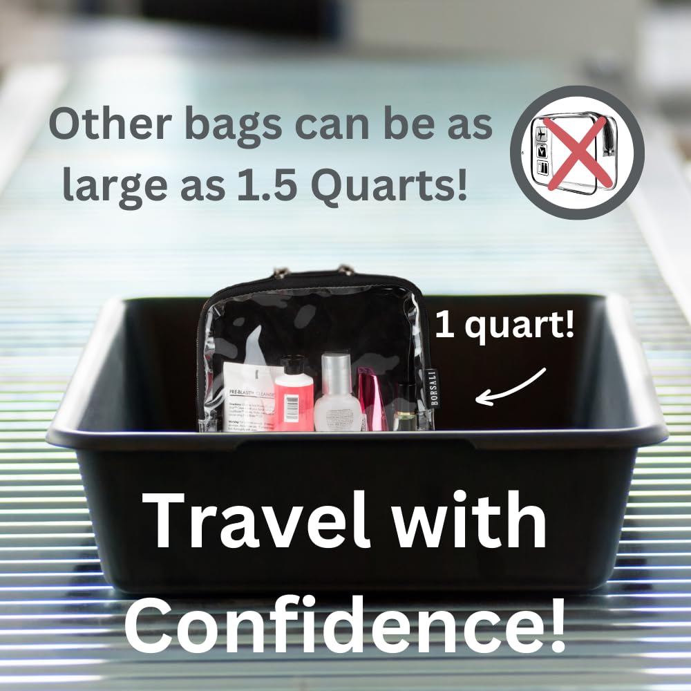 TSA Quart Size Bag Approved for Carry On Travel - One (1) Quart Clear Toiletires, Cosmetic and 3-1-1 Liquids Toiletry Bag