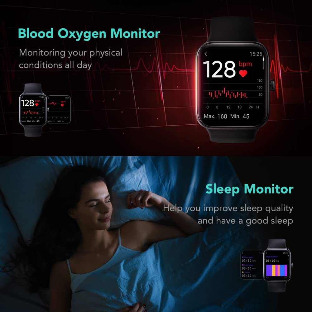 SKG Smart Watch, Fitness Tracker with 5ATM Swimming Wat