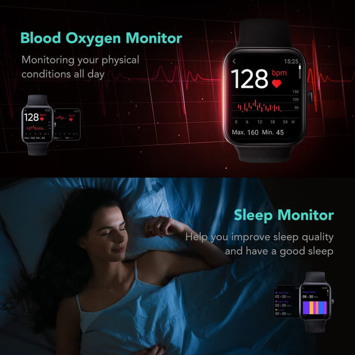 SKG Smart Watch, Fitness Tracker with 5ATM Swimming Wat