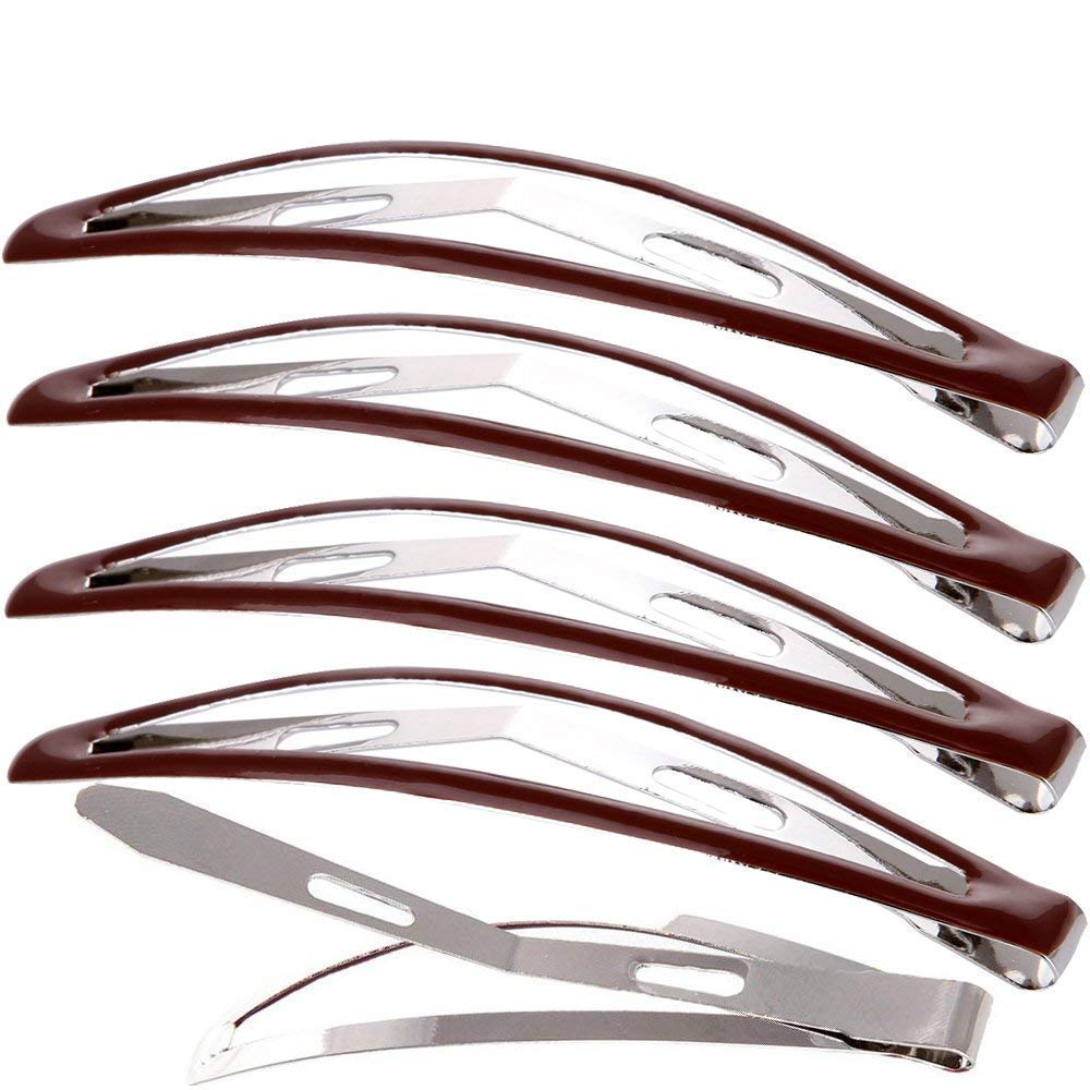 Brown: Loneedy Pack Of 12 Large Metal Stoving Varnish Hair Snap Clips, No-Slip Hair Clips Barrettes For Women And Girl (Brown)