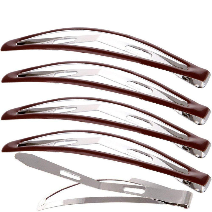 Brown: Loneedy Pack Of 12 Large Metal Stoving Varnish Hair Snap Clips, No-Slip Hair Clips Barrettes For Women And Girl (Brown)