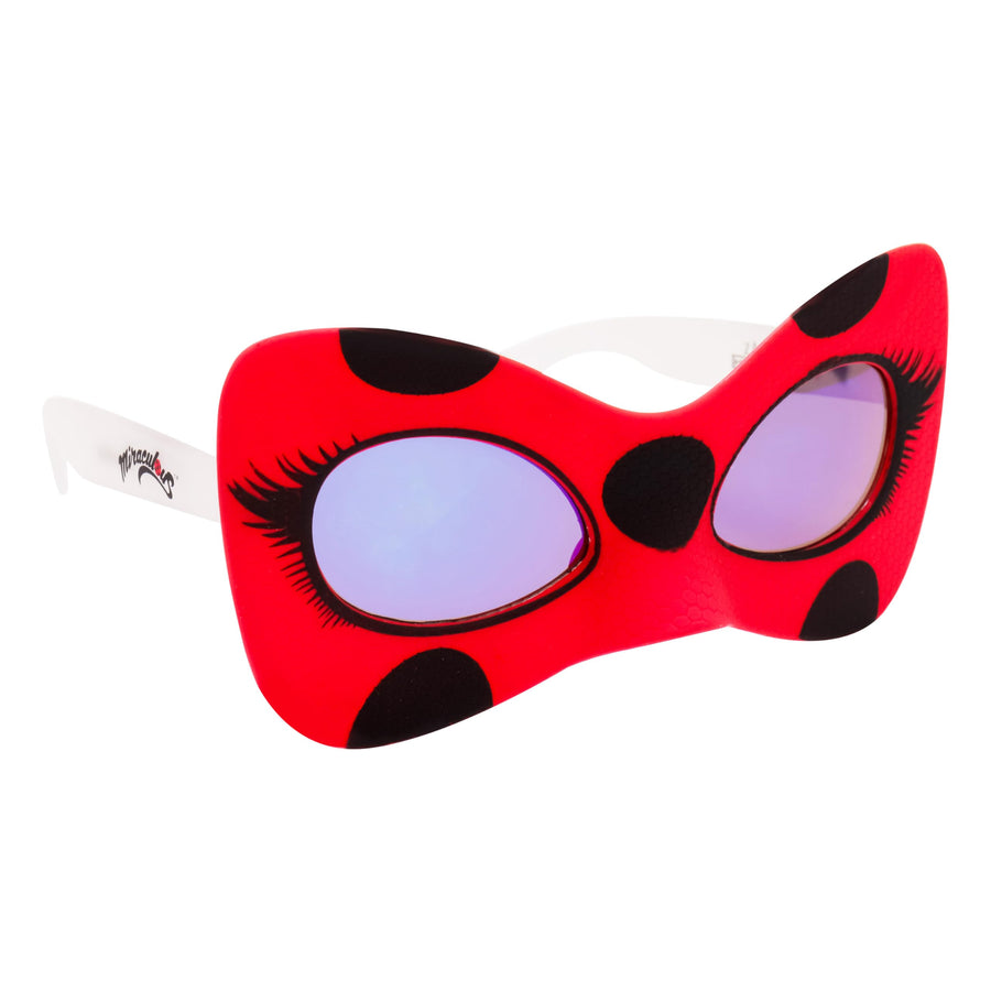 Miraculous Ladybug Sunglasses Costume Accessory, UV400 Lenses, Accessory or Party Favor, One Size Fits Most, Red Frames with Large Black Polka Dots