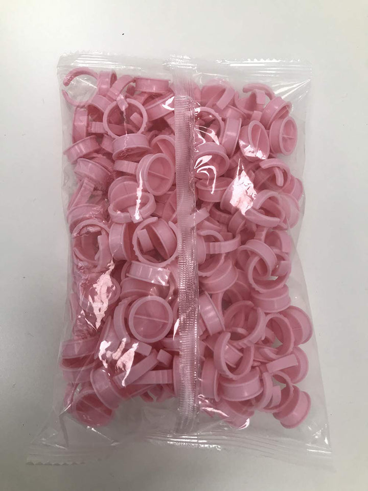 100 Microblading Ring Cups with Division Pink 1.5cm Diameter Large Size for Thick Microblading Pigment