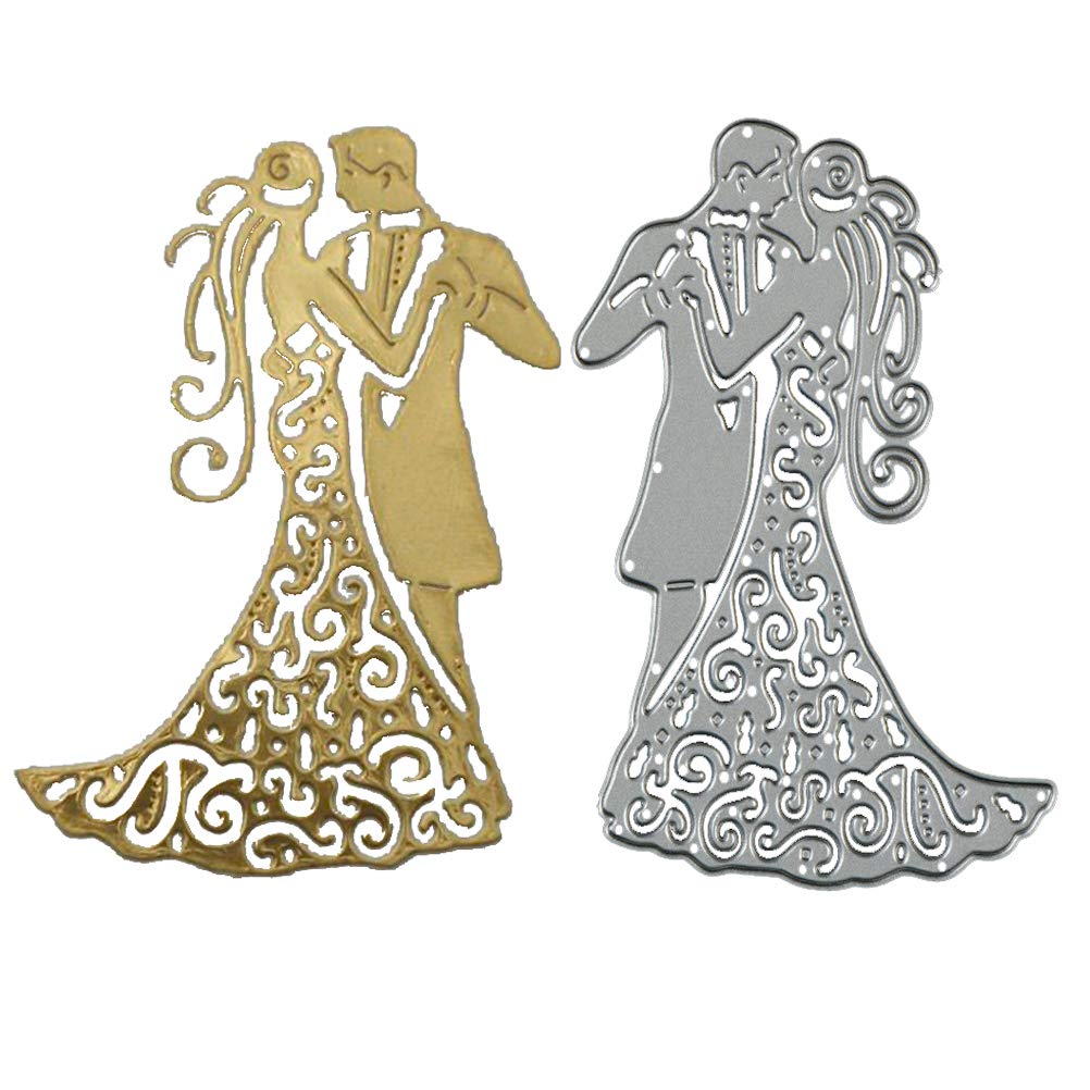 Wedding Bride Groom Metal Cutting Dies 2.8 by 4.6 Inch Die Cuts for DIY Scrapbooking Card Making Wedding Invitation Album Frame Embossing Decor Craft Die Cuts