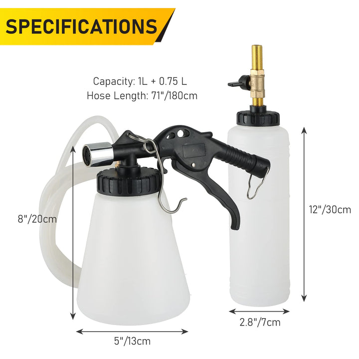 Pneumatic Vacuum Brake and Clutch Fluid Bleeder Tool Kit | Car Truck Motorcycle Brake Oil Change Set with Extractor and Refill Bottle Brake Bleeder Pump Brake Fluid Bleeder Kit