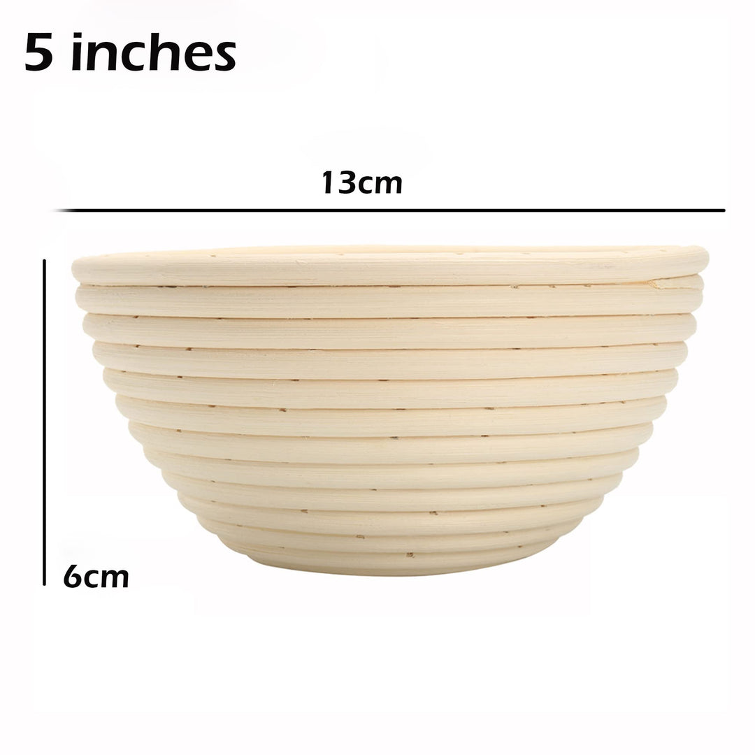 6pcs 5 Banneton Proofing Basket Round Bread Brotform with Liner Eco-Friendly Natural Rattan for Professional &amp; Home Bakers