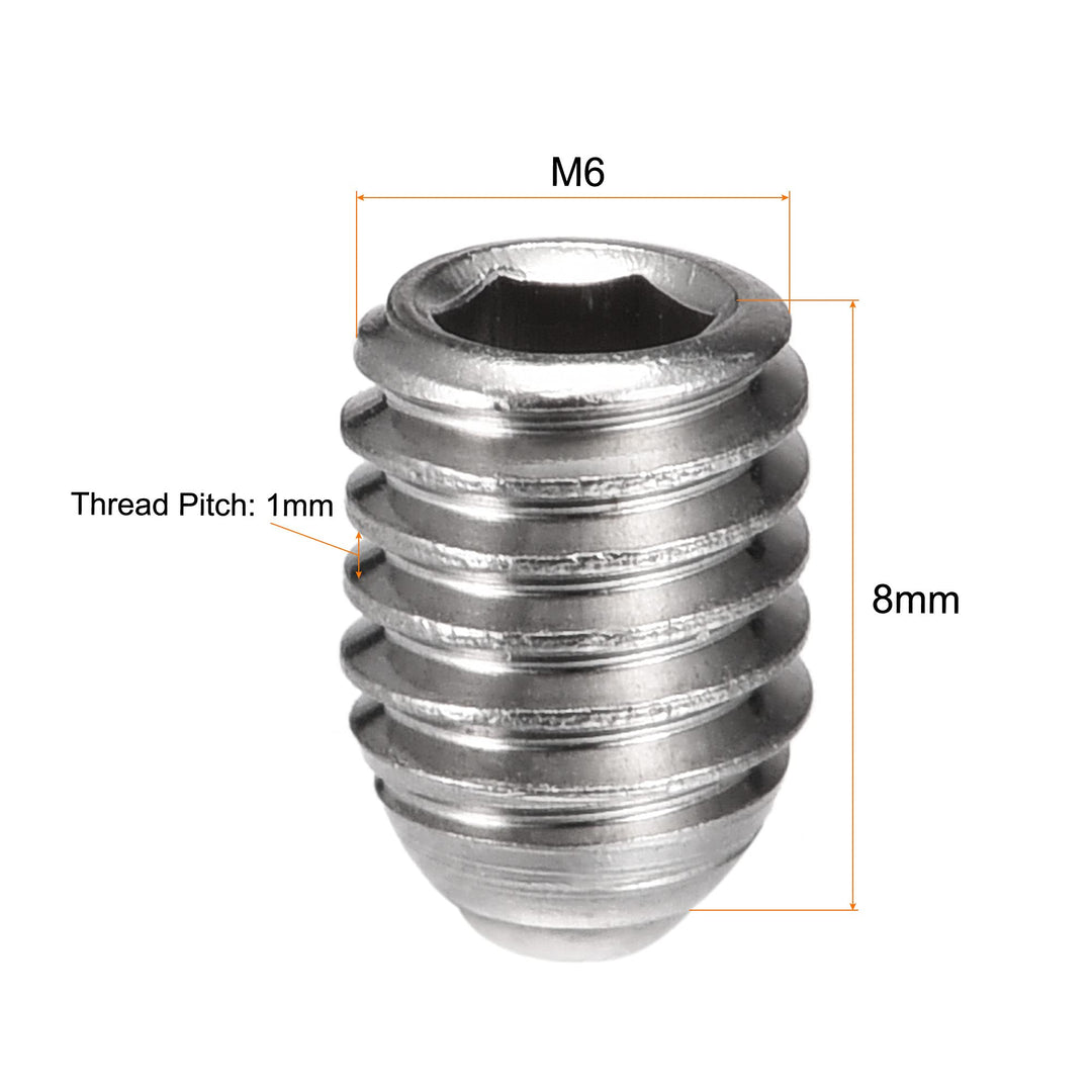 Ball Point Set Screws, M6 x 8mm 304 Stainless Steel Metric Spring Hex Socket Screw 20pcs