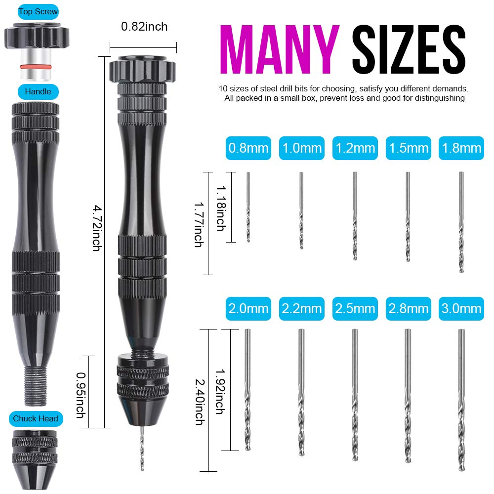 LEOBRO Hand Drill for Resin Molds, 12 cm Black Pin Vise