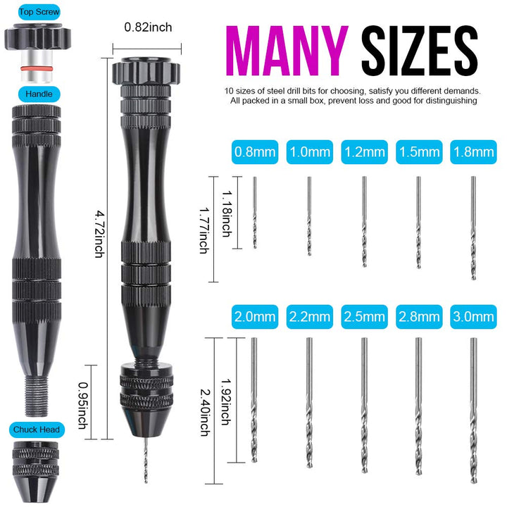 LEOBRO Hand Drill for Resin Molds, 12 cm Black Pin Vise