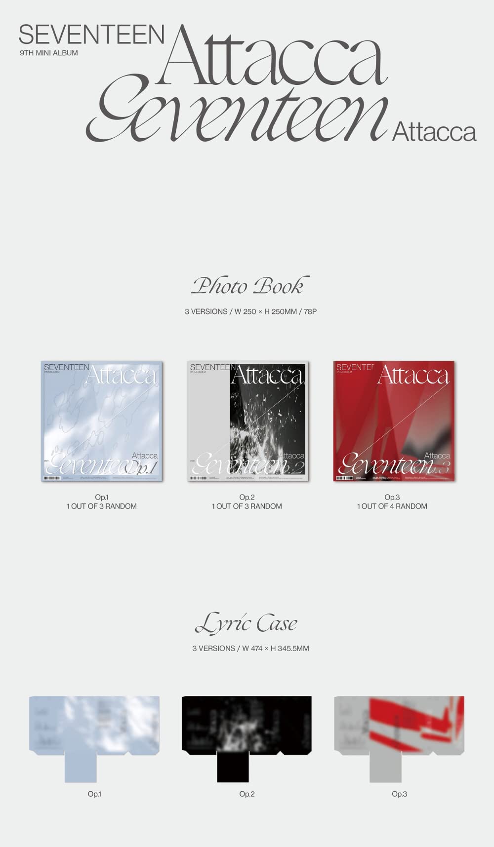SEVENTEEN - Attacca (9th Mini Album) Album+Folded Poster+Extra Photocards Set (Random ver.)