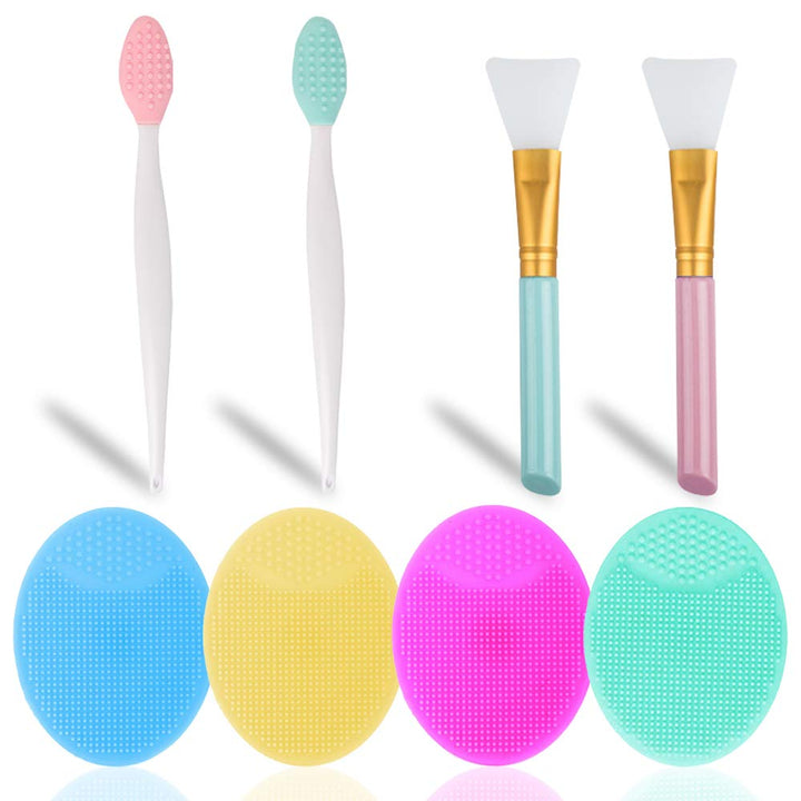 Set of 8, Beauty Tool Brush Set, 4 Silicone Face Scrubbers Exfoliating Brushes Facial Cleaning Brushes, 2 Silicone Exfoliating Lip Scrub Brushes and 2 Silicone Brushes