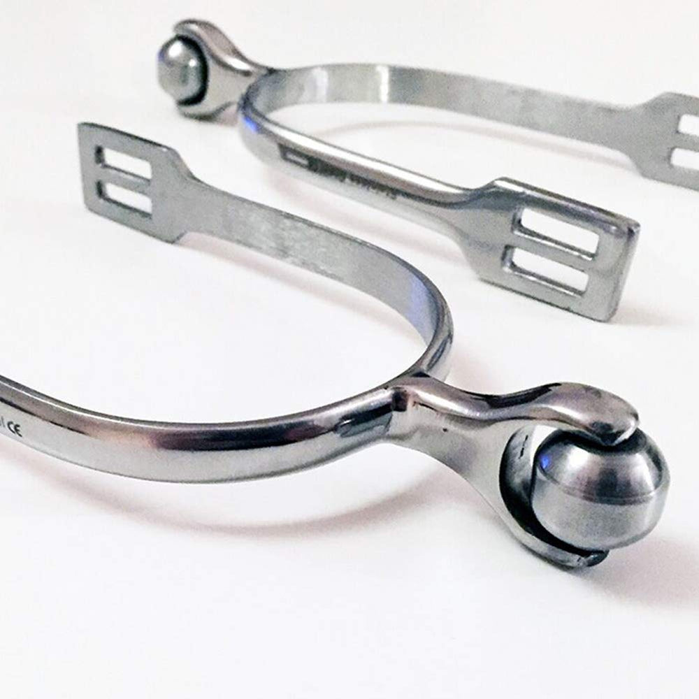Horse Spurs Western Stainless Steel Spurs w/Roller Ball for Equestrian Boots Men Women Rider Horsemanship Lovers