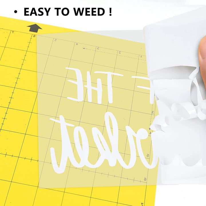 HTV Iron on Vinyl 12Inch by 25ft Roll HTV Heat Transfer Vinyl for T-Shirt HTV Vinyl Rolls for All Cutter Machine - Easy to Cut &amp; Weed for Heat Vinyl Design (25ft, White)