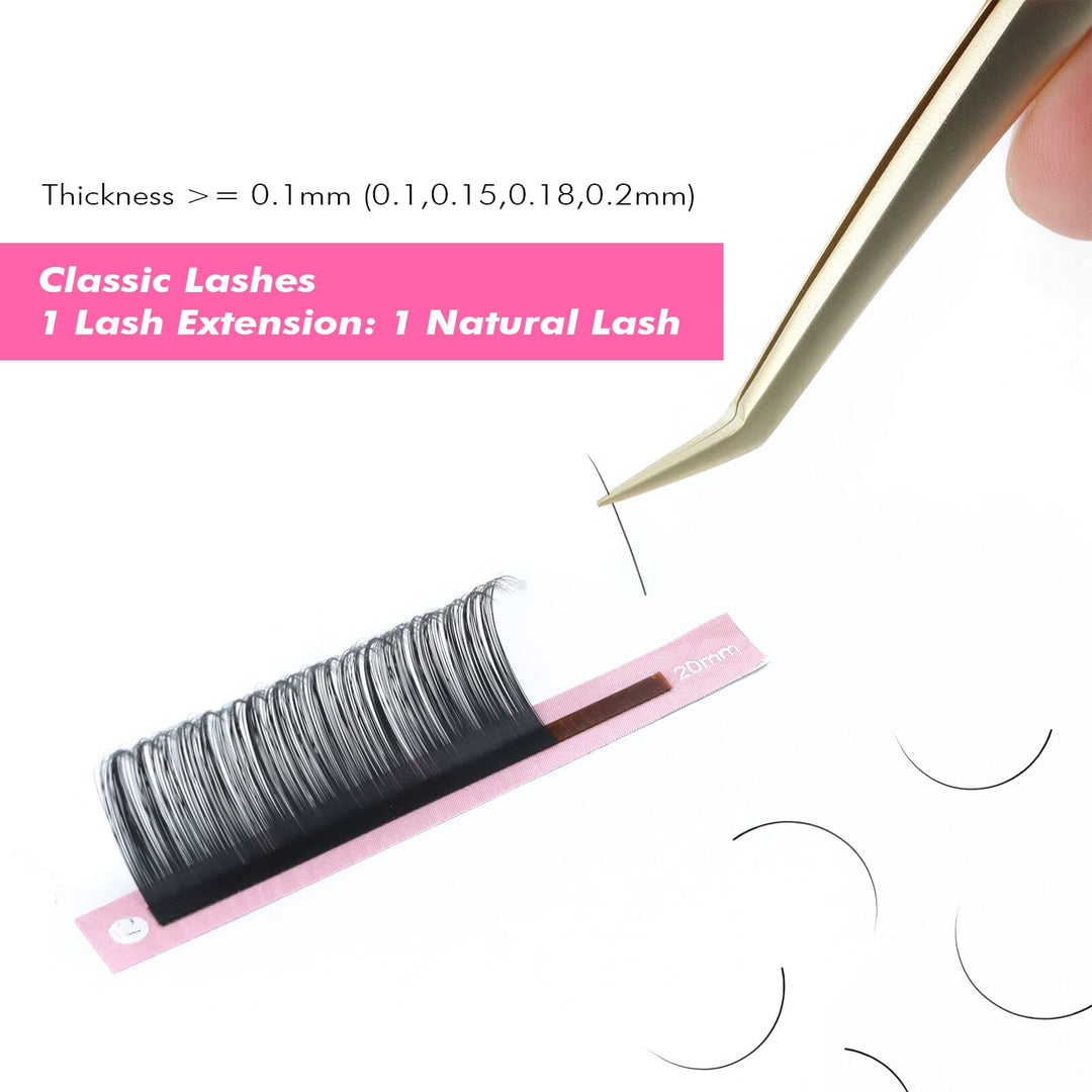 Eyelash Extension Classic Lash Extensions 0.1 C Curl 8-15mm Mixed Tray Individual Lash Extensions Single Lash Extensions