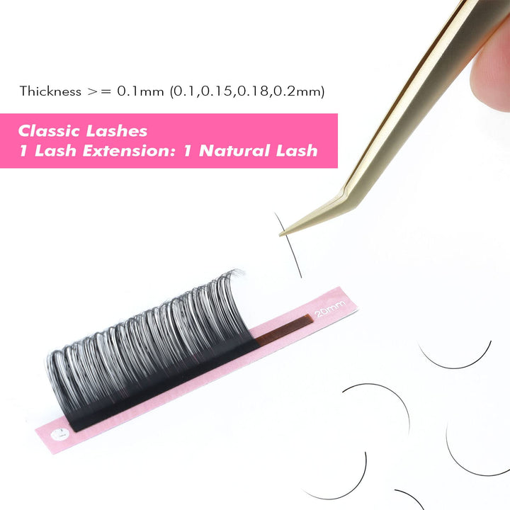 Eyelash Extension Classic Lash Extensions 0.1 C Curl 8-15mm Mixed Tray Individual Lash Extensions Single Lash Extensions