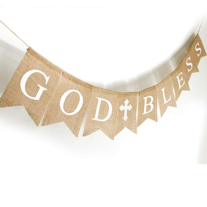 First Communion Banner Kit, Baptism Decorations for Boys Girls, First Communion Confirmation Decorations,God Bless Banner and White Decorations - White Set