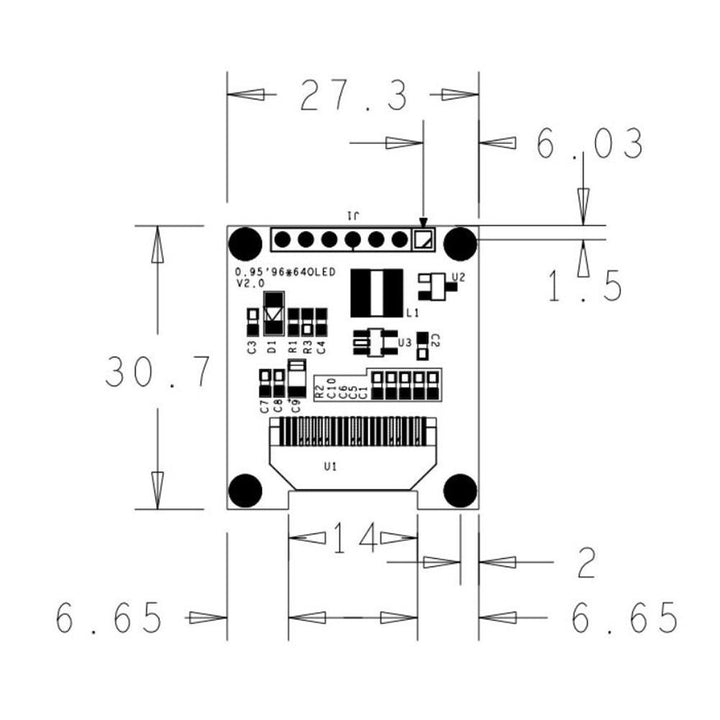 HiLetgo 0.95 Inch 7 Pin Colorful 65K SPI OLED Display Module SSD1331 96 * 64 Resolution for Arduino 51 STM32