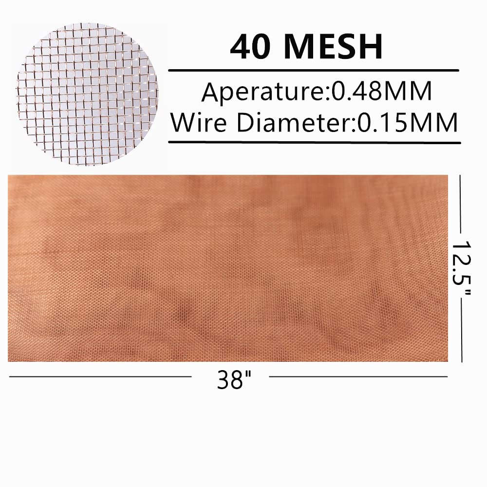 99.9% Pure Copper Wire 40 Mesh- 12.5 x 38 Dense Filter Screen Mesh