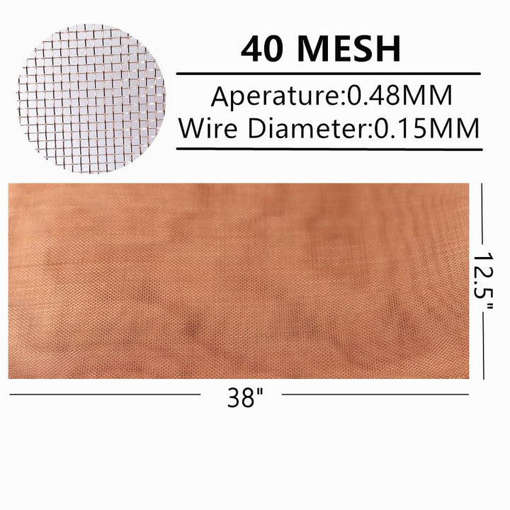 99.9% Pure Copper Wire 40 Mesh- 12.5 x 38 Dense Filter Screen Mesh