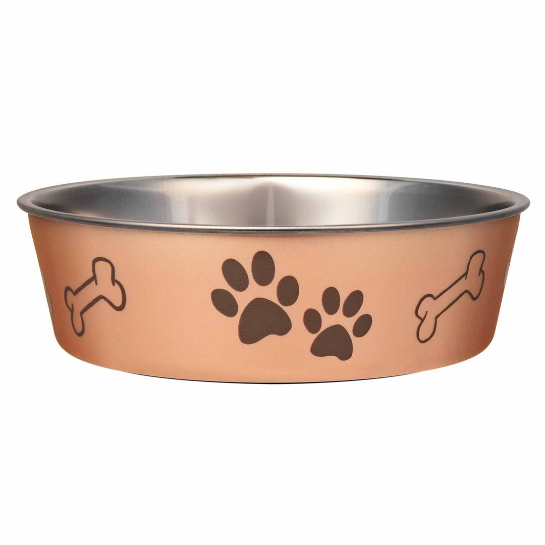 Bella Dog Bowls- Stainless Steel Dog &amp; Cat Bowls - Spill Proof Dog Food Bowl, Puppy Essentials &amp; Pet Supplies (Large 35-65 lbs, Champagne)