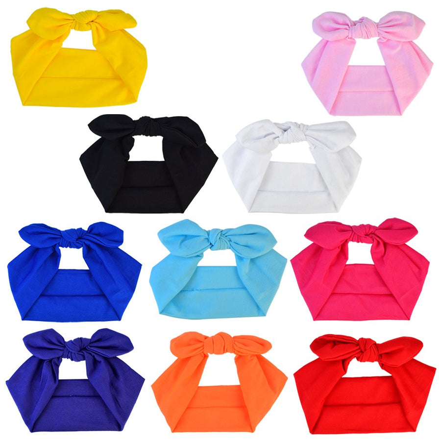 Women Headbands Headwraps Hair Bands Bows Accessories Turban Head Wraps Cotton 10pcs Solid Color Fashion Sport
