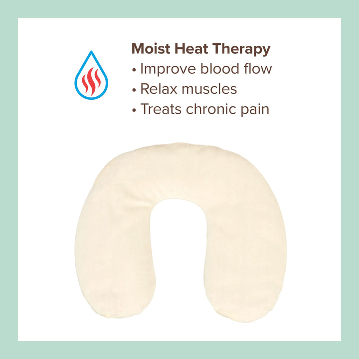 Neck Pillow Heating Pad for Neck and Shoulders with Moist Heat &amp; Aromatherapy, Lavender &amp; Chamomile, White