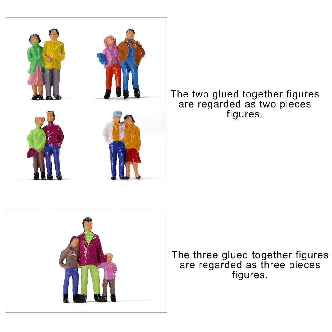 P100W 100pcs 1:87 Painted Figures HO Scale Standing People Assorted Poses Model Trains