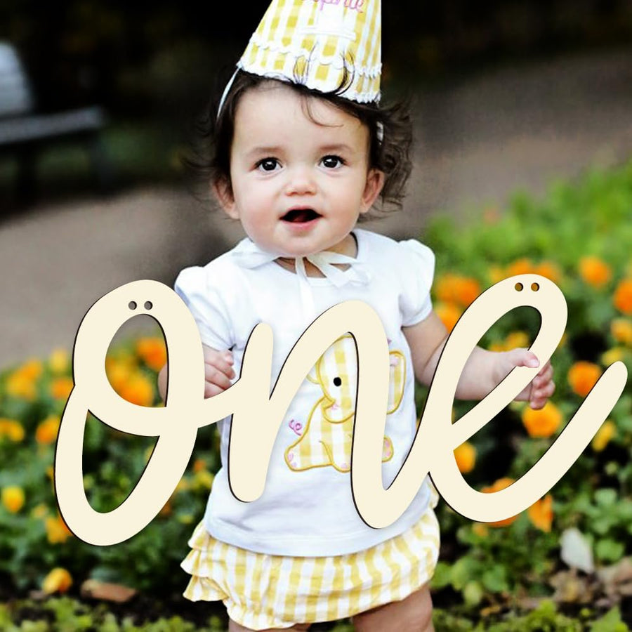 One Wooden Sign One Cutout Letter for 1st Birthday Part