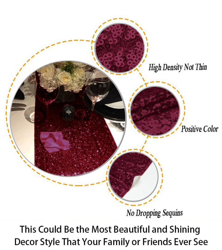 Table Runner 108 Inches Sequin Black Table Runner Tasse