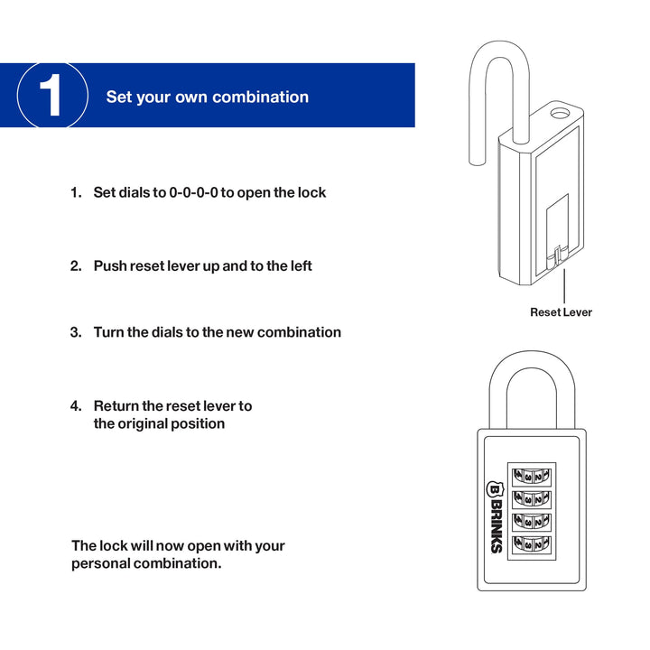 - 40mm 4-Dial Resettable Sports Padlock - Zinc Die-Cast Body with Chrome Plated Shackle, Navy
