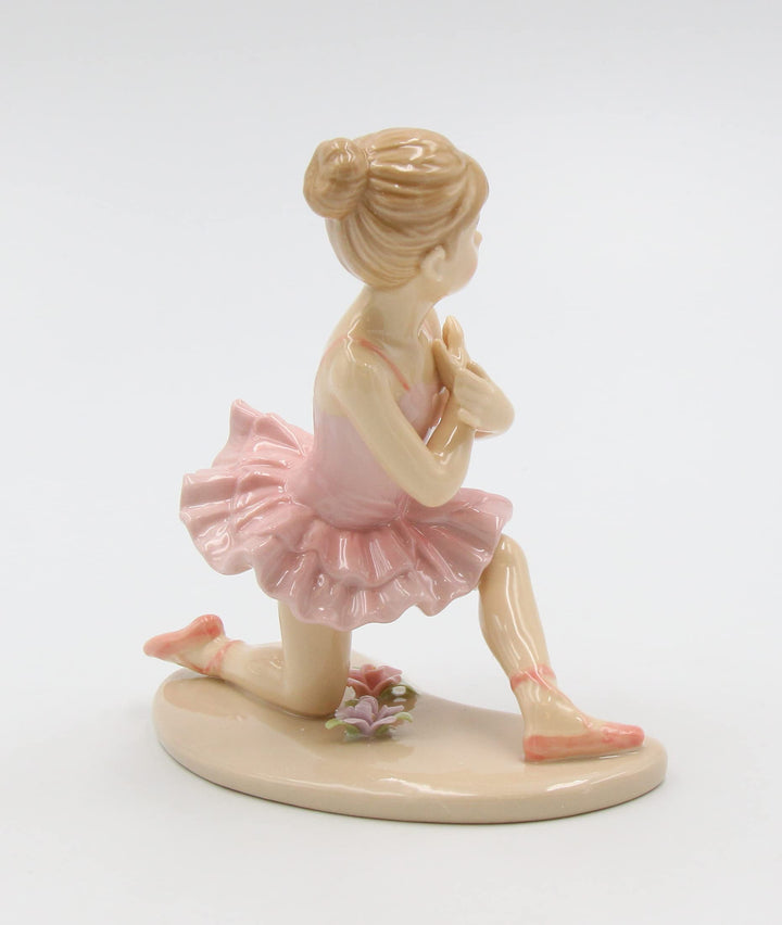 20863 Ballerina in Pink with Knee Down Ceramic Figurine, 4-1/2-Inch