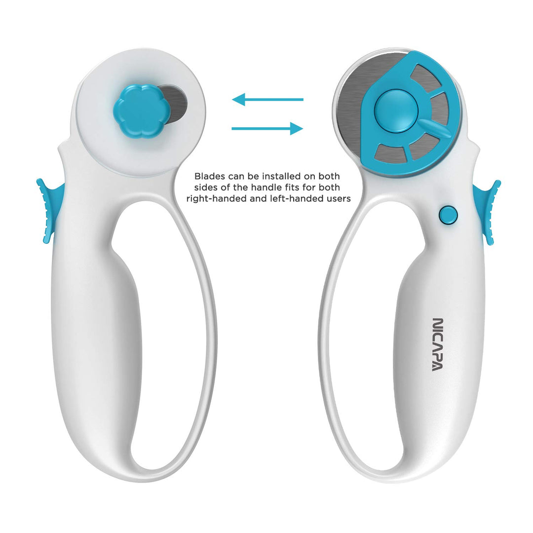 45mm Rotary Cutter for Fabric with Safety Lock Ergonomic Classic Comfort Loop Rotary Cutter for Crafting Sewing Quilting (Extra 5pcs 45mm Replacement Blades Included)