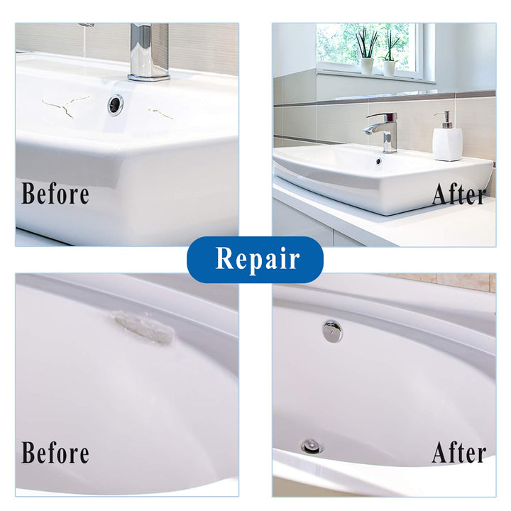 Bathtub Repair Kit 5oz White for Repairing Bathtubs, Ceramic Tiles &amp; Acrylic Repair Kit for Porcelain, Fiberglass, Ceramics, Sinks, Porcelain Countertops Cracks, Holes, Scratches